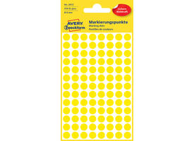 Etiket Avery 3013 rond 8mm geel 416 stuks