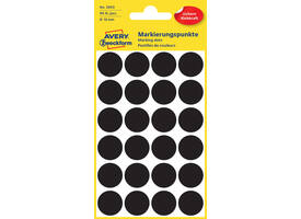 Etiket Avery 3003 rond 18mm zwart 96 stuks