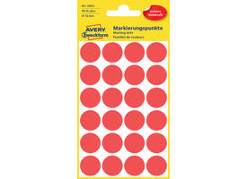 Etiket Avery 3004 rond 18mm rood 96 stuks