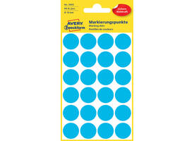 Etiket Avery 3005 rond 18mm blauw 96 stuks