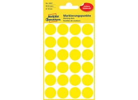 Etiket Avery 3007 rond 18mm geel 96 stuks