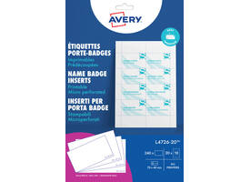 Badgekaart Avery L4726-20 40x75mm microperforatie 20 vel