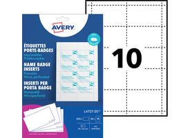 Badgekaart Avery L4727-20 54x90mm microperforatie 20 vel