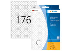 Etiket HERMA 2210 rond 8mm wit 5632 stuks