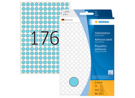 Etiket HERMA 2213 rond 8mm blauw 5632 stuks