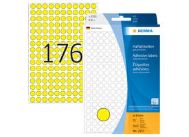 Etiket HERMA 2211 rond 8mm geel 5632 stuks