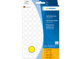 Etiket HERMA 2231 rond 13mm geel 2464 stuks