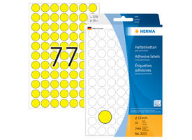 Etiket HERMA 2231 rond 13mm geel 2464 stuks