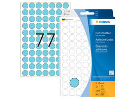 Etiket HERMA 2233 rond 13mm blauw 2464 stuks