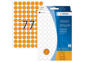 Etiket HERMA 2234 rond 13mm fluor oranje 1848 stuks