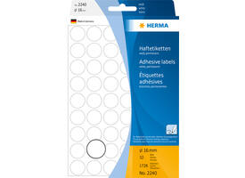 Etiket HERMA 2240 rond 16mm wit 1728 stuks