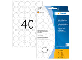 Etiket HERMA 2250 rond 19mm wit 1280 stuks