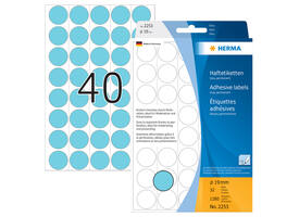 Etiket HERMA 2253 rond 19mm blauw 1280 stuks