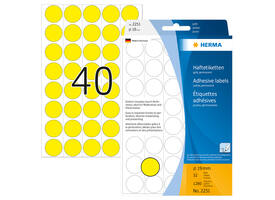 Etiket HERMA 2251 rond 19mm geel 1280 stuks