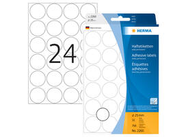 Etiket HERMA 2260 rond 25mm wit 768 stuks