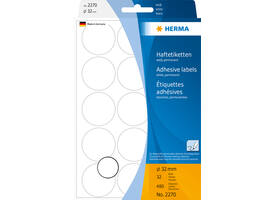 Etiket HERMA 2270 rond 32mm wit 480 stuks