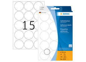 Etiket HERMA 2270 rond 32mm wit 480 stuks