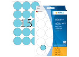 Etiket HERMA 2273 rond 32mm blauw 480 stuks