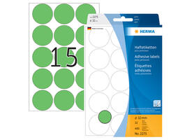 Etiket HERMA 2275 rond 32mm groen 480 stuks