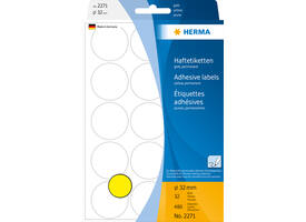 Etiket HERMA 2271 rond 32mm geel 480 stuks