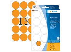 Etiket HERMA 2274 rond 32mm fluor oranje 360 stuks