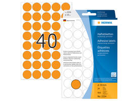 Etiket HERMA 2254 rond 19mm fluor oranje 960 stuks