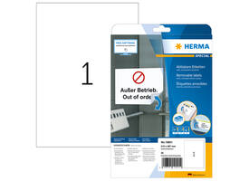 Etiket HERMA 10021 210x297mm A4 verwijderbaar wit 25 stuks