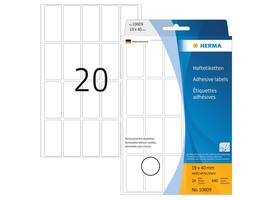 Etiket HERMA 10609 19x40mm verwijderbaar wit 480 stuks