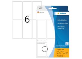Etiket HERMA 10616 34x67mm verwijderbaar wit 144 stuks