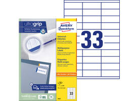 Etiket Avery 3421 70x25.4mm wit 3300 stuks