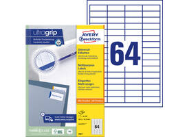 Etiket Avery 3667 48.5x16.9mm wit 6400 stuks