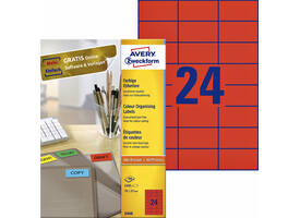 Etiket Avery 3448 70x37mm rood 2400 stuks