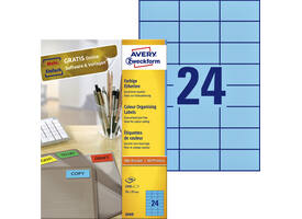Etiket Avery 3449 70x37mm blauw 2400 stuks