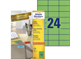 Etiket Avery 3450 70x37mm groen 2400 stuks