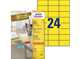 Etiket Avery 3451 70x37mm geel 2400 stuks