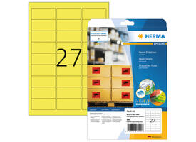 Etiket HERMA 5140 63.5x29.6mm neon geel 540 stuks