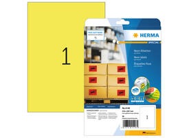 Etiket HERMA 5148 210x297mm A4 fluor geel 20 stuks