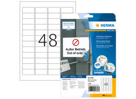 Etiket HERMA 4346 45.7x21.2mm verwijderbaar wit 1200 stuks