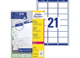 Etiket Avery L7160-100 63.5x38.1mm wit 2100 stuks