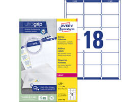 Etiket Avery L7161-100 63.5x46.6mm wit 1800 stuks