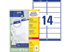 Etiket Avery L7163 99.1x38.1mm wit 1400 stuks