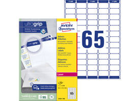 Etiket Avery L7651-100 38.1x21.2mm wit 6500 stuks