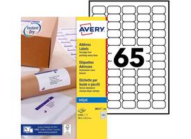 Etiket Avery J8651-100 38.1x21.2mm wit 6500 stuks