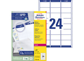 Etiket Avery L7159-100 63.5x33.9mm wit 2400 stuks
