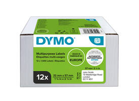 Etiket Dymo LabelWriter multifunctioneel 32x57mm 12 rollen á 1000 stuks wit