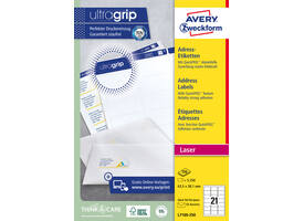 Etiket Avery L7160-250 63.5x38.1mm wit 5250 stuks