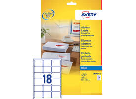 Etiket Avery J8161-10 63.5x46.6mm wit 180 stuks