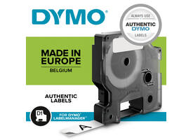 Labeltape Dymo LabelManager D1 polyester 12mm zwart op wit 10 stuks
