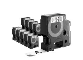 Labeltape Dymo LabelManager D1 polyester 19mm zwart op wit 10 stuks