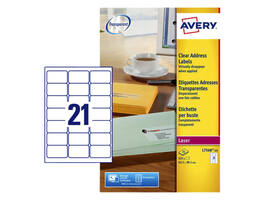 Etiket Avery L7560-25 63.5x38.1mm transparant 525 stuks